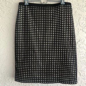 Calvin Klein black/white check medium pencil skirt